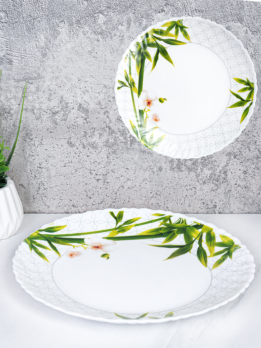 Тарелка 215 мм / LHP-85 (6773) /уп 48/Бамбук с орхидеей