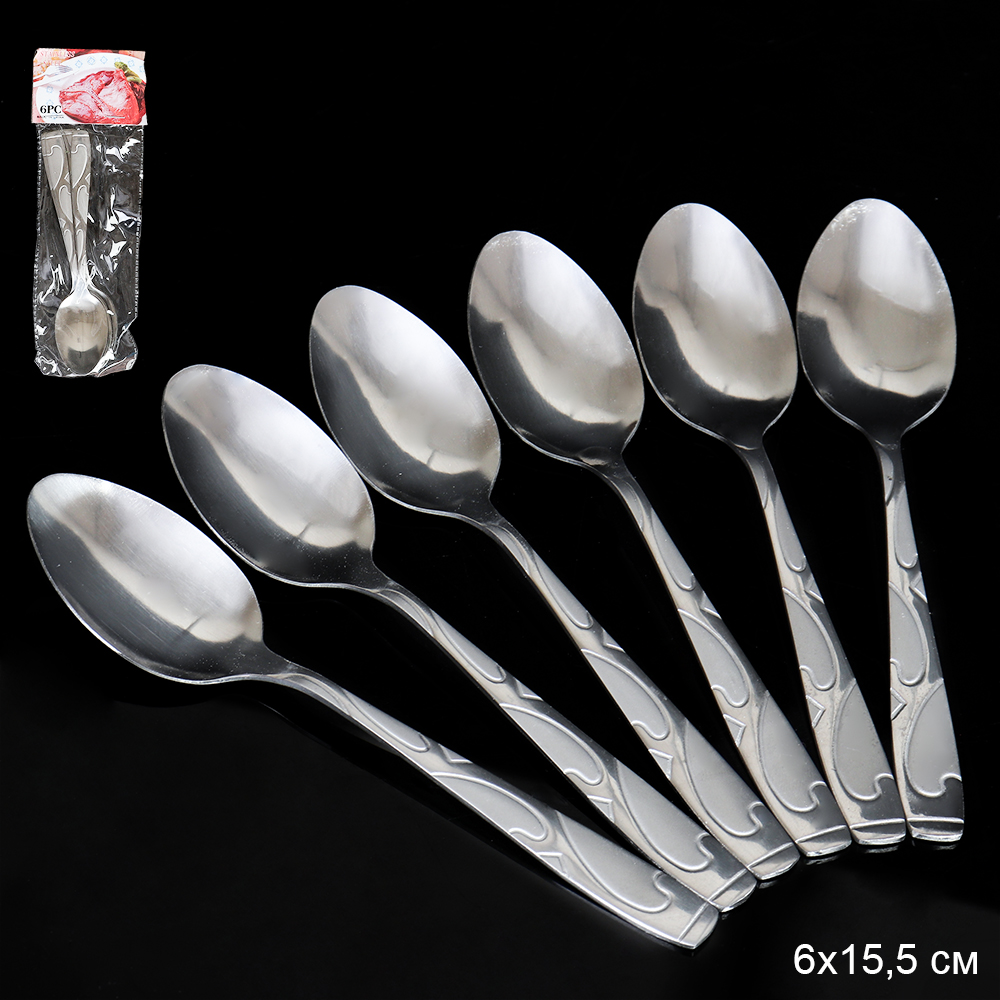 Ложка чайная 6 штук Серебро Гефест Глянец / S-965 /уп 100 /0.18/