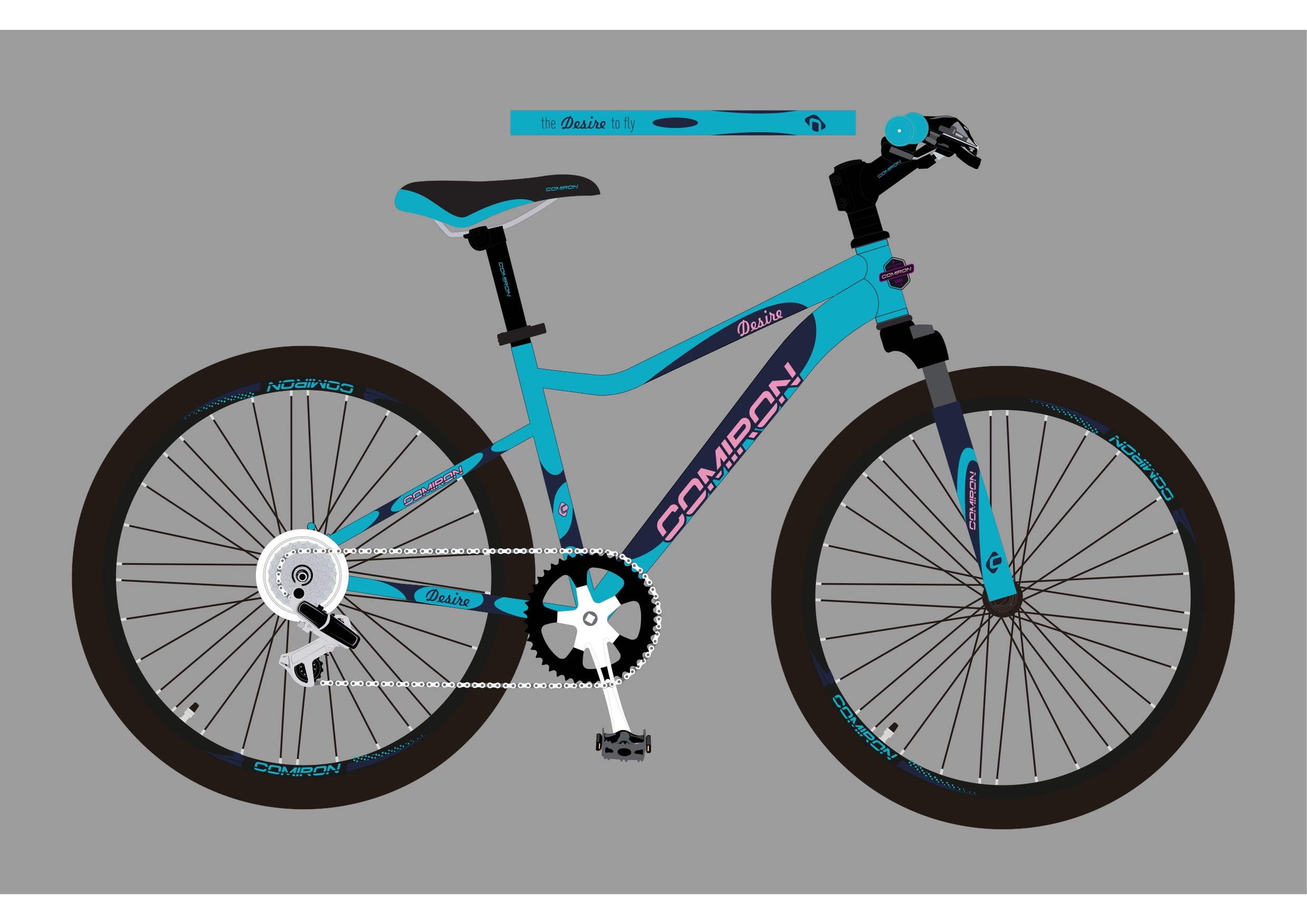 Велосипед 27,5" рама 17" 21sp CF770 BB COMIRON DESIRE голубой кристальный синий матовый металлик розовый яркий