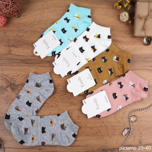 Носки р. 35-40 Кошка короткие / L801 /уп 10/500/1200/ ОДНА ПАРА/ МАРКА