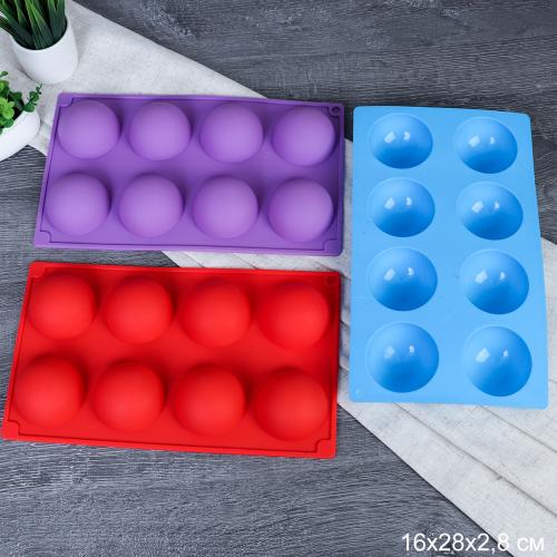 Форма для выпечки 8 ячеек силиконовая Полусфера 5,5 см / HL-294 / уп 200/ 0,1/ 28*16,3*2,8см