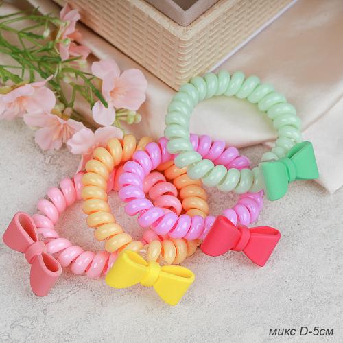 Резинка-пружинка для волос 5 см / QQ67-8 /уп 100/бантик