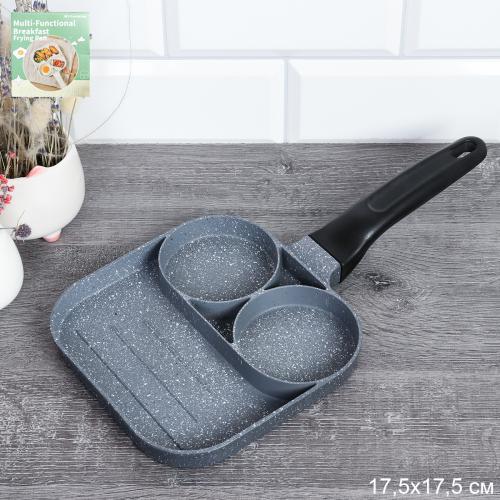 Сковорода для завтрака 17,5x17,5 см / RSD-58 /уп 24/ антипригар гранит Бакелит/ 0,39