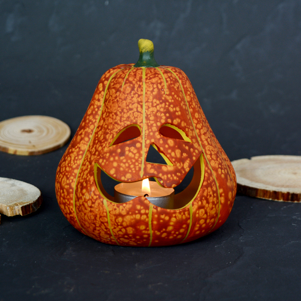 Подсвечник Тыква 11,5х9,5х12 см / 1114A /уп 4/48/Хеллоуин