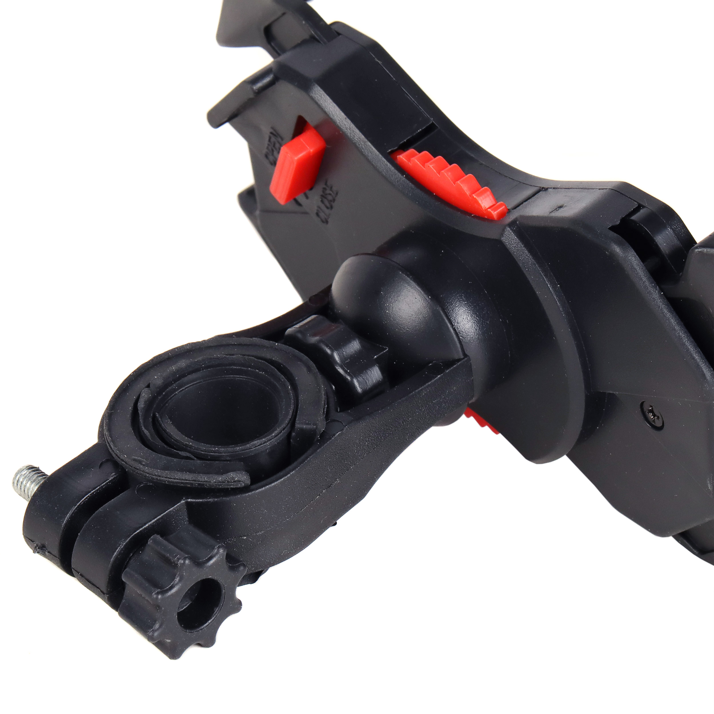 Держатель на руль для телефона пластиковый регулируемый. Чёрно-красный / UHPH-PP / уп 100