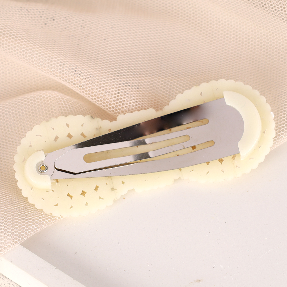 Заколка-зажим для волос Тик-Так Бант / NL-24 /жемчуг