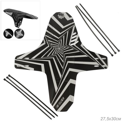 Крыло велосипеда универсальное MTB COMIRON переднее/заднее, светоотражающее, брызговик на вилку. 27.5*30см. Reflective star /уп250/