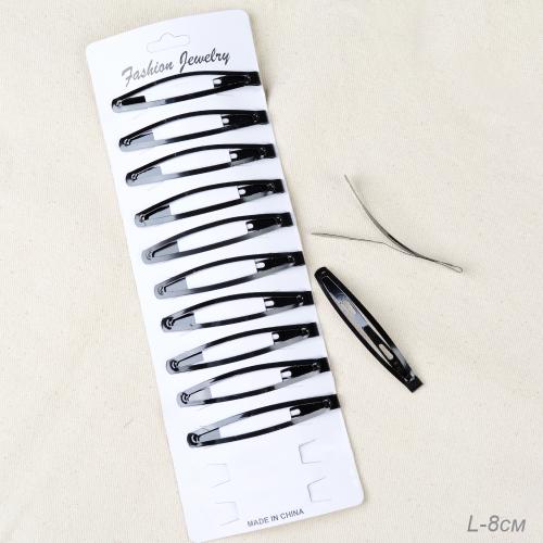 Заколка-зажим для волос Тик-Так 8 см набор 12 штук / YIW-43 /уп 10/100/черная