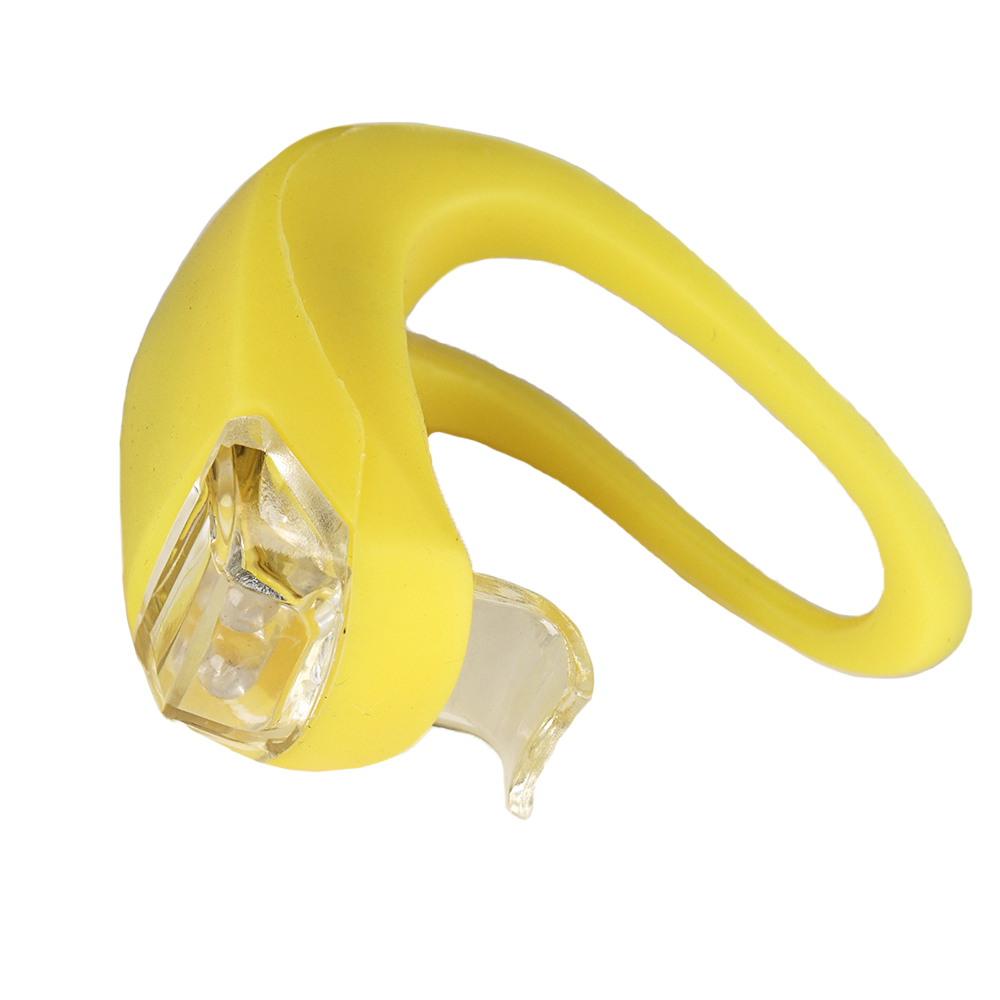 Фонарь LED в силиконовом корпусе на руль велосипеда скутера на шлем питание от батареек желтый набор из 2 штук в блистере /689376/    