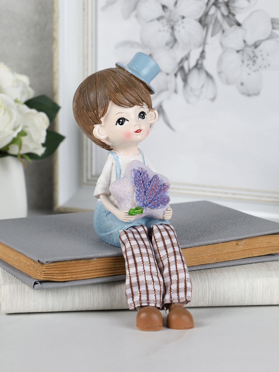 Фигурка Мальчик/Девочка с лавандой висячие ножки 2 штуки набор 22 см / 9935 /уп 60/