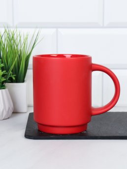 Кружка 400 мл Штабелируемая Красная / Q-244 /уп 48/  ПРОМО АКЦИЯ