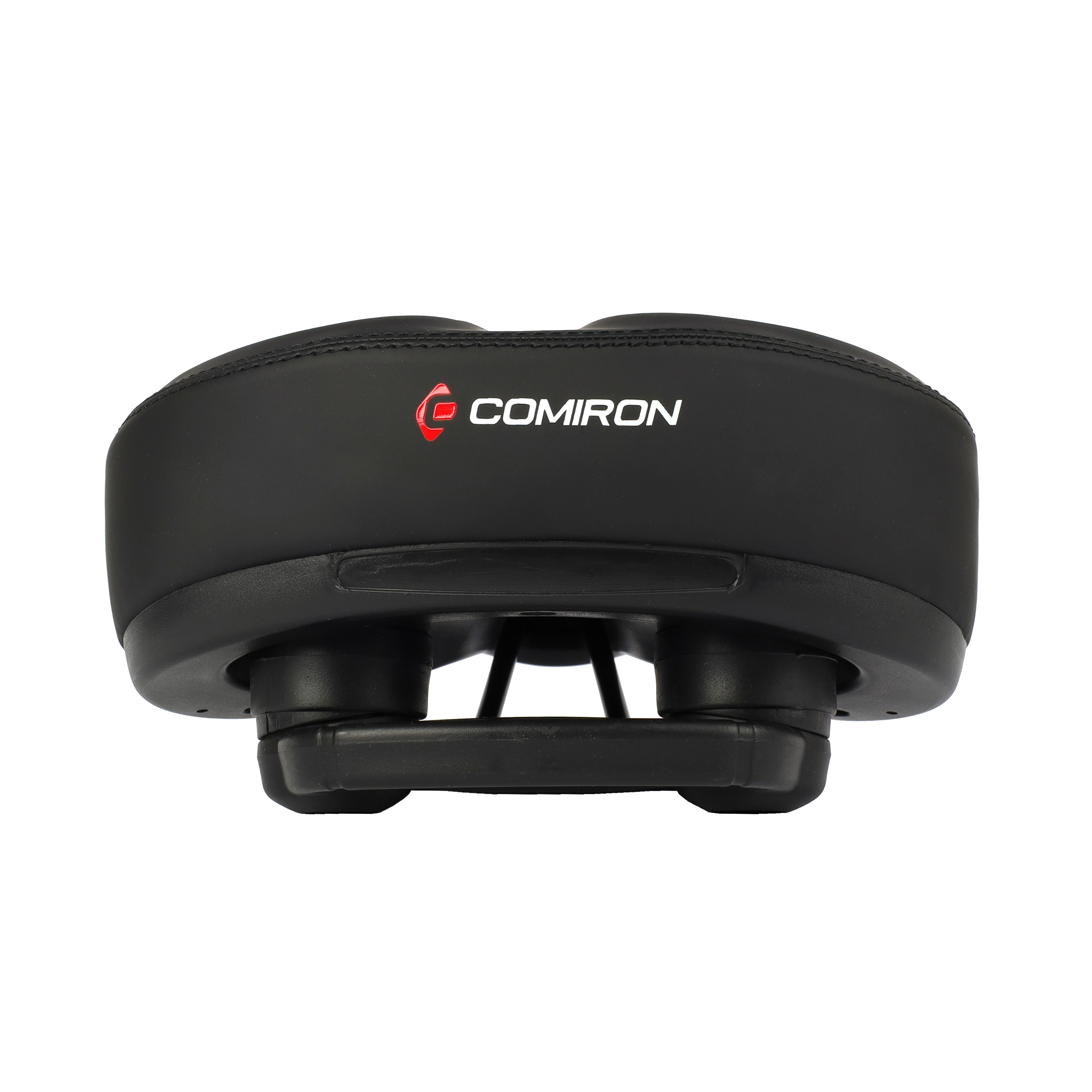 Седло велосипедное суперкомфортное COMIRON HAVEN 260x210, Технологии: DW. ED. PP. Верх: PU Soft. Цвет: Чёрный-Красный. /уп 20/