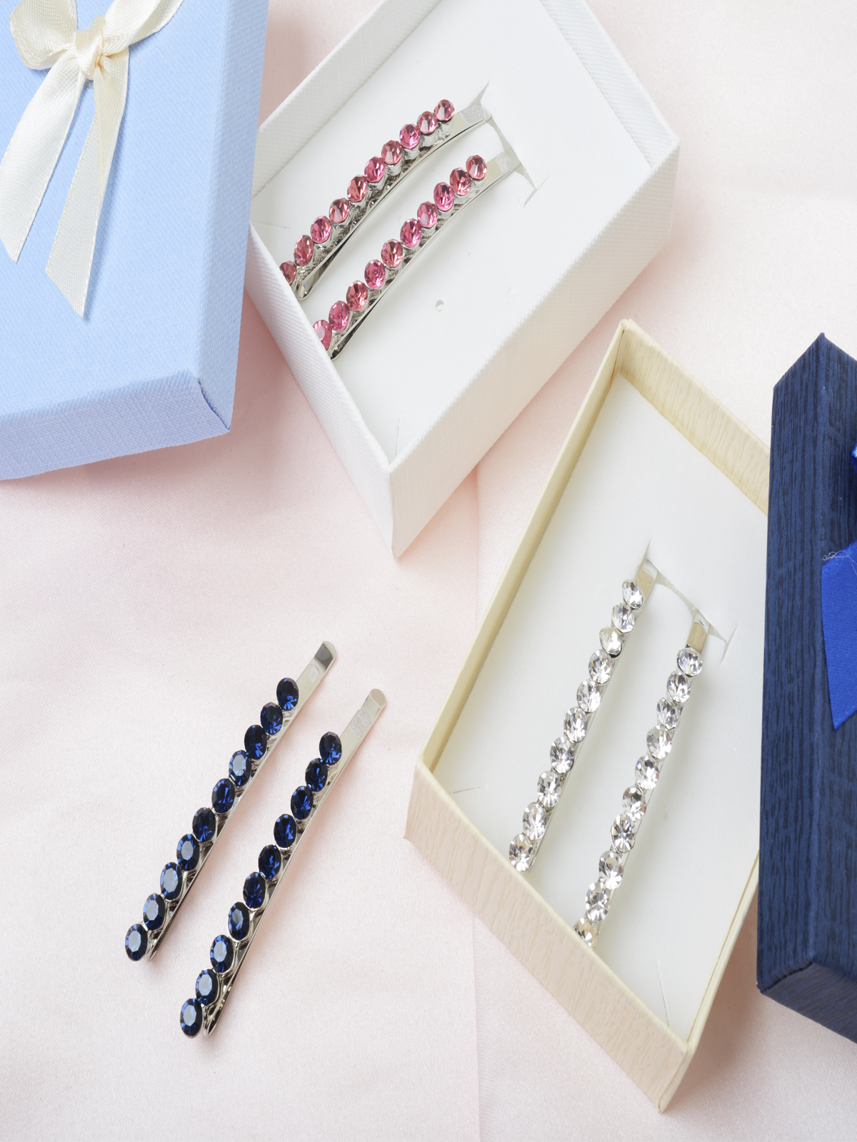 Невидимка для волос 6 см 2 штуки набор / GTN-13 /уп 12/серебро/стразы