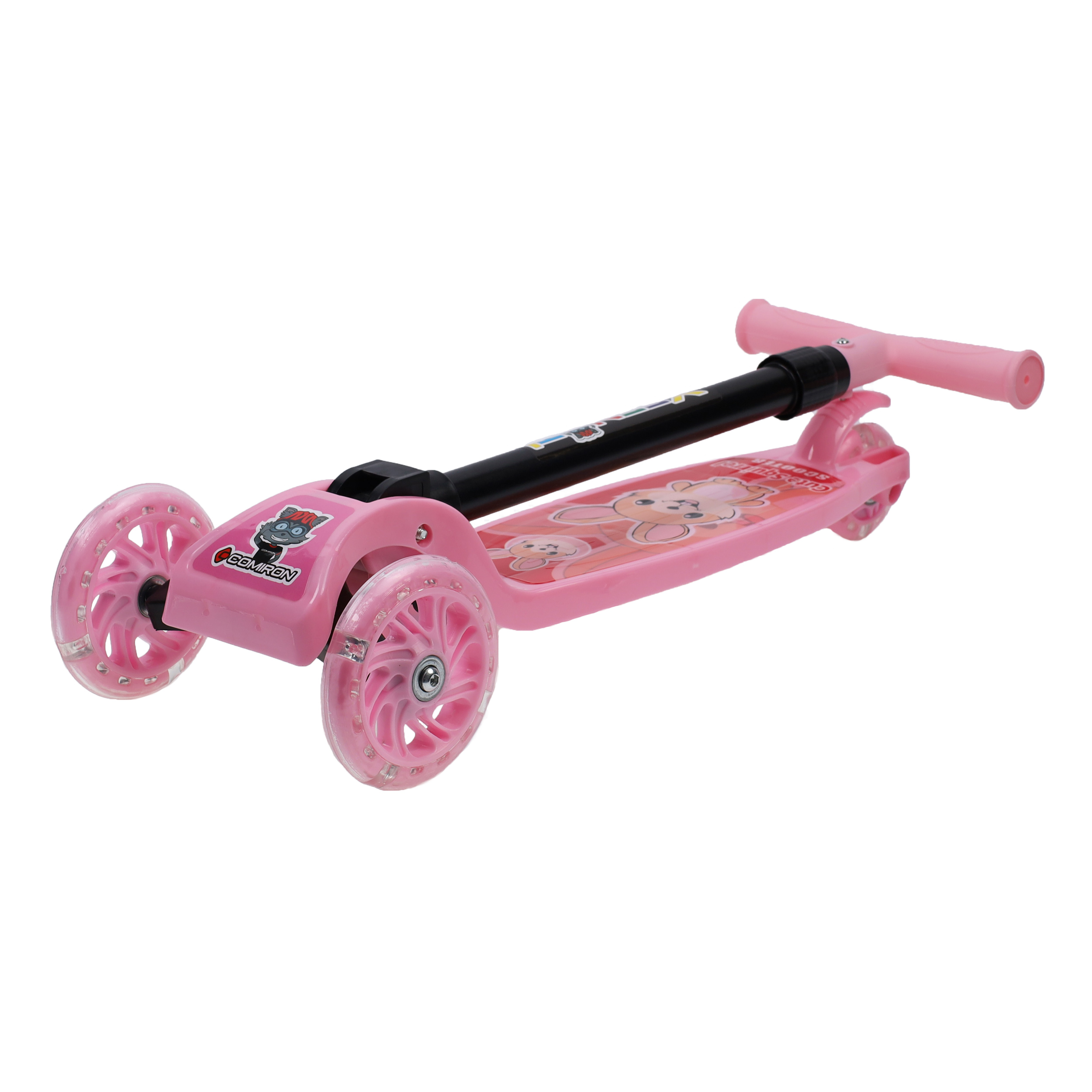 Самокат трехколесный облегчённый для детей от 3-х лет Yeenot GT105-1, нагрузка до 25кг, вес 1,2кг, светящиеся колёса 110мм, цвет розовый Белка БК/уп13
