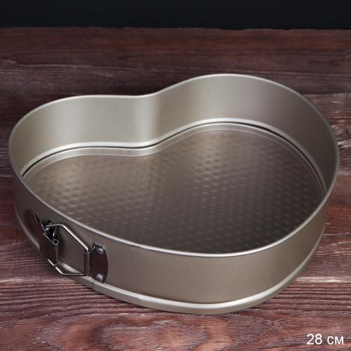 Форма для выпечки Сердце с клипсой 28 см ШТУЧНО / T49/ светлое покрытие