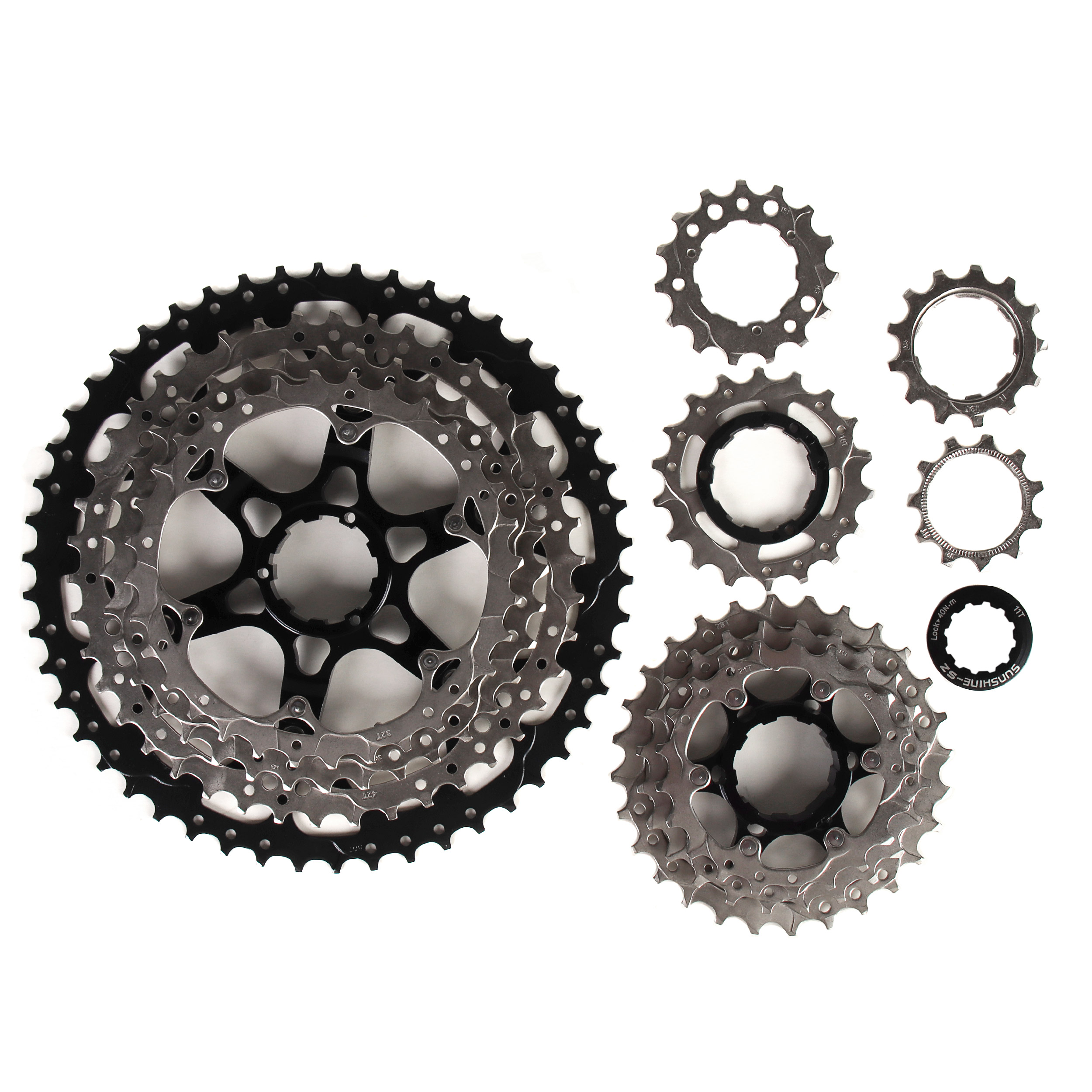 Кассета SUNSHINE MTB. 11 скоростей. 11-50T. HR11-50. никелиров. 2 ALU паука. 565 г /уп 20/