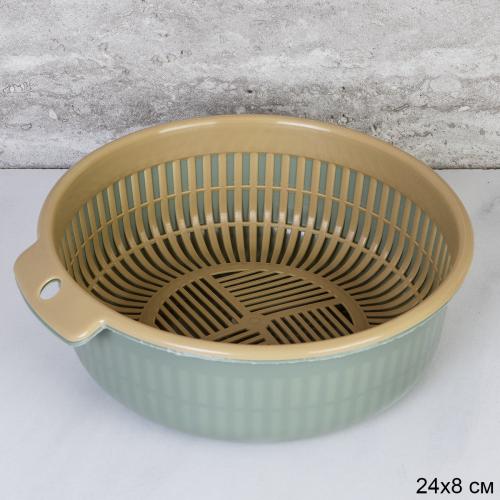 Дуршлаг Чаша сливная 24x9 см / 3623green /уп 150/зеленый 
