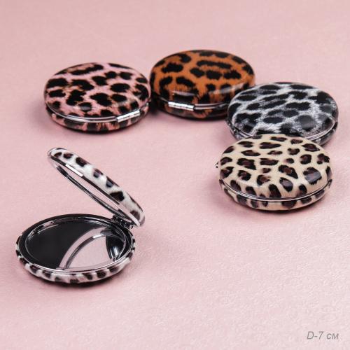 Зеркало карманное 7 см Хит / GT360 /уп 50/300/ кожзам