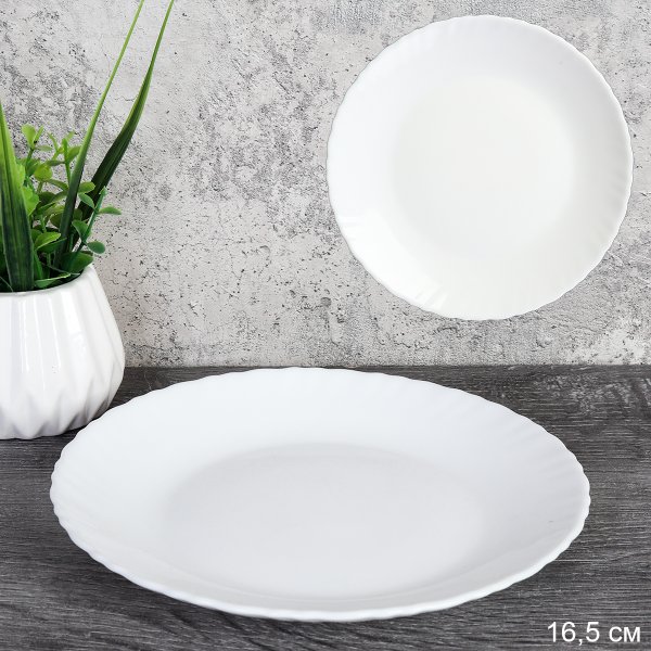 Тарелка плоская 165 мм десертная Классика белая / LHP-65 WHITE /уп 6/96/