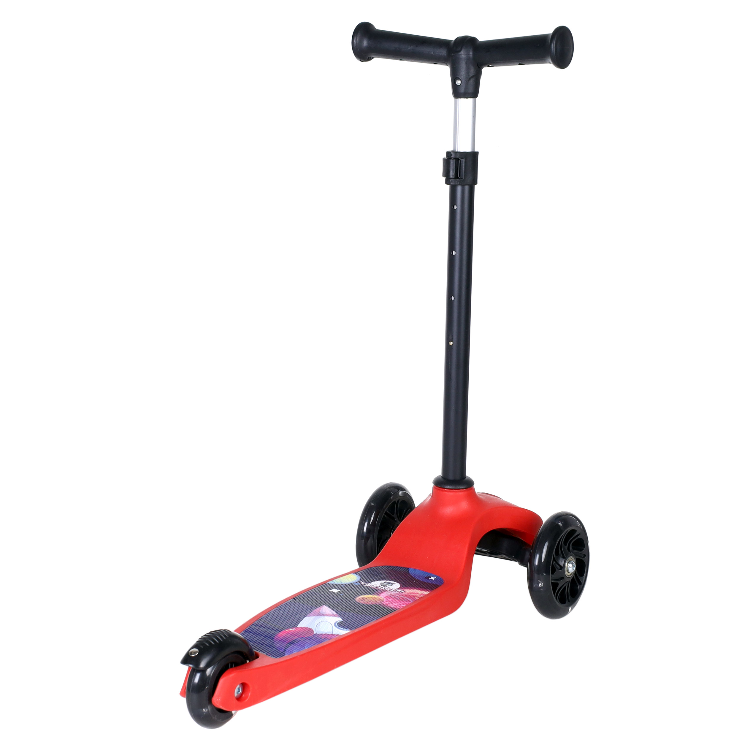 Самокат трехколесный облегчённый для детей от 2-х лет Yeenot GT2018-16, нагрузка до 30кг, вес 1,4кг, светящиеся колёса PU110мм, цвет Космос БК/уп10