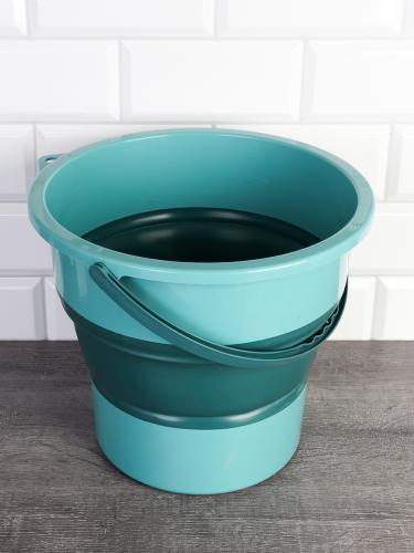 Ведро складное 10 л мятное/ VSM-530-10 /уп 22/ силикон/