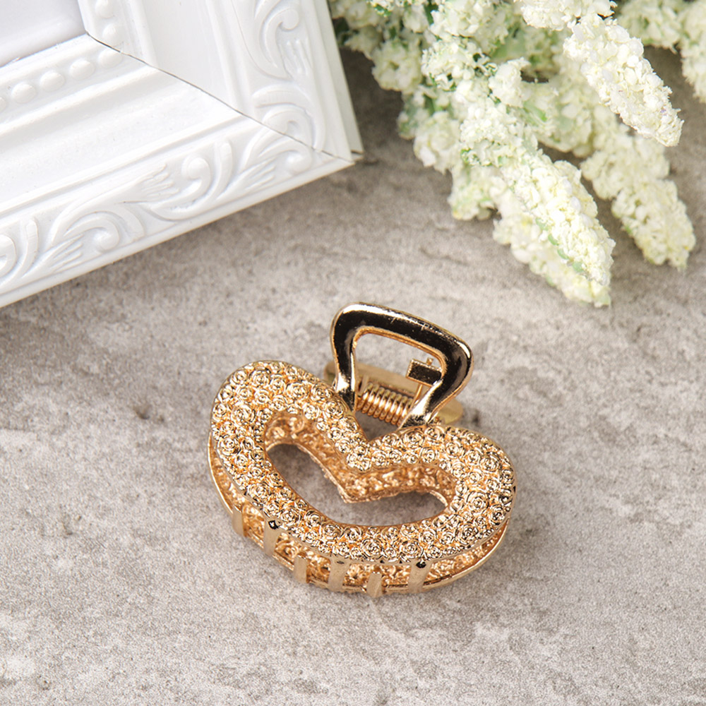 Крабик для волос 4 см Сердце / NK-1 /уп 12/металл/золото