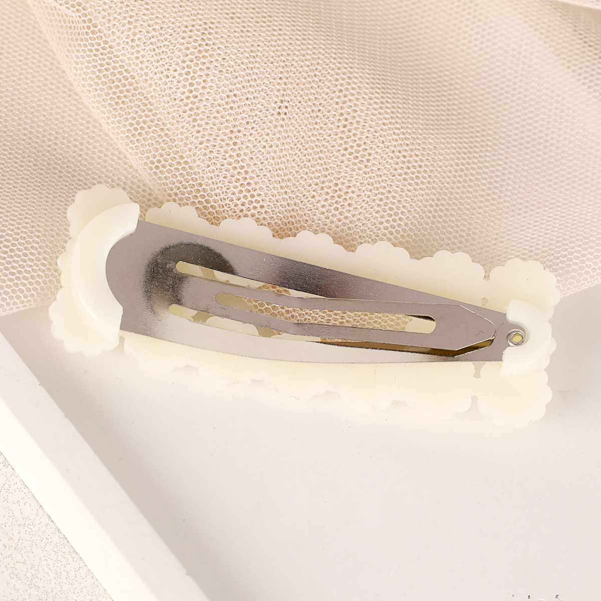 Заколка-зажим для волос Тик-Так Цветы / NL-23 /жемчуг