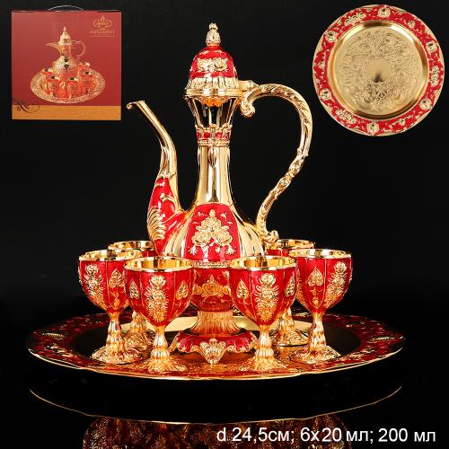 Коньячный набор /200/20 мл/ Золото Рэд/ 207-1-золото /уп 20 / Плоский поднос