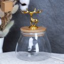 Банка для хранения бамбуковая крышка с фигуркой 500 мл 11,5х10,5 см  / LCSC2442 /уп 100/ 