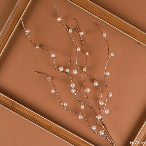 Ветка декоративная стеклярус 73 см / SA23700 /уп 480/золотая ветка жемчуг