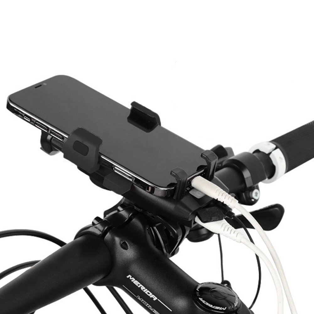 Фонарь передний COMIRON "TOPHOLD" ABS IPX5 2*T6 LED 500lm 3000mAh USB индикатор заряда POWER BANK 3 режима сигнал 130Дб крепление смартфона /уп 10/60/