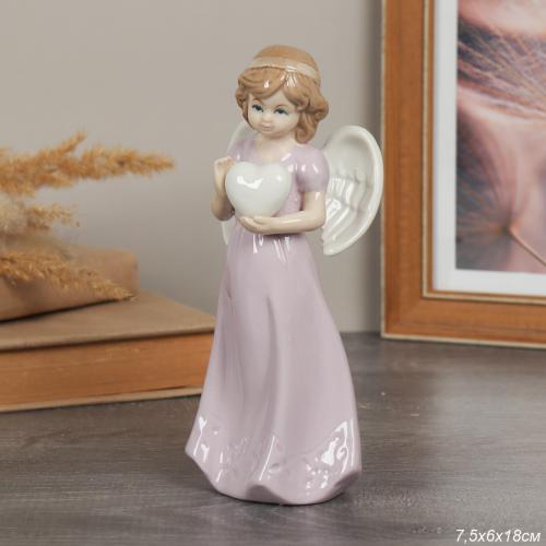 Фигурка Ангел 18 см лавандовое платье / YZ015032 /уп 36/фарфор