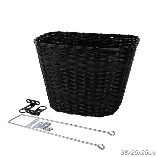 Корзина для велосипеда пластиковая плетеная черная. / 1DVMI-17 / уп 30