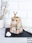 Банка для хранения бамбуковая крышка с фигуркой 800 мл 13х11 см / 9860 /уп 48/ новогодняя