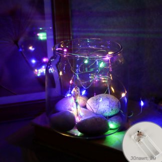 Гирлянда светодиодная нить 3 м 30 LED / GN25 /уп 10/200/300/разноцветный/ Посуда