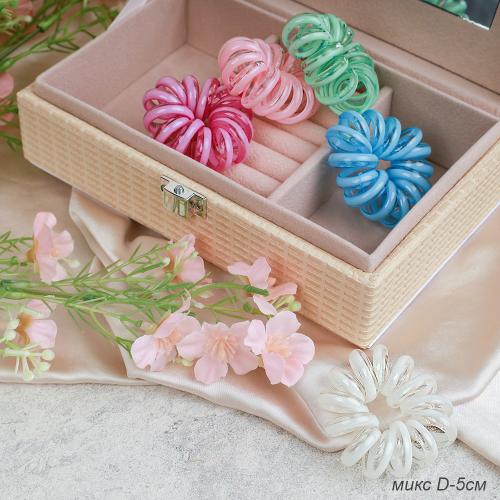 Резинка-пружинка для волос 5 см / QQ67-11 /уп 100/микс