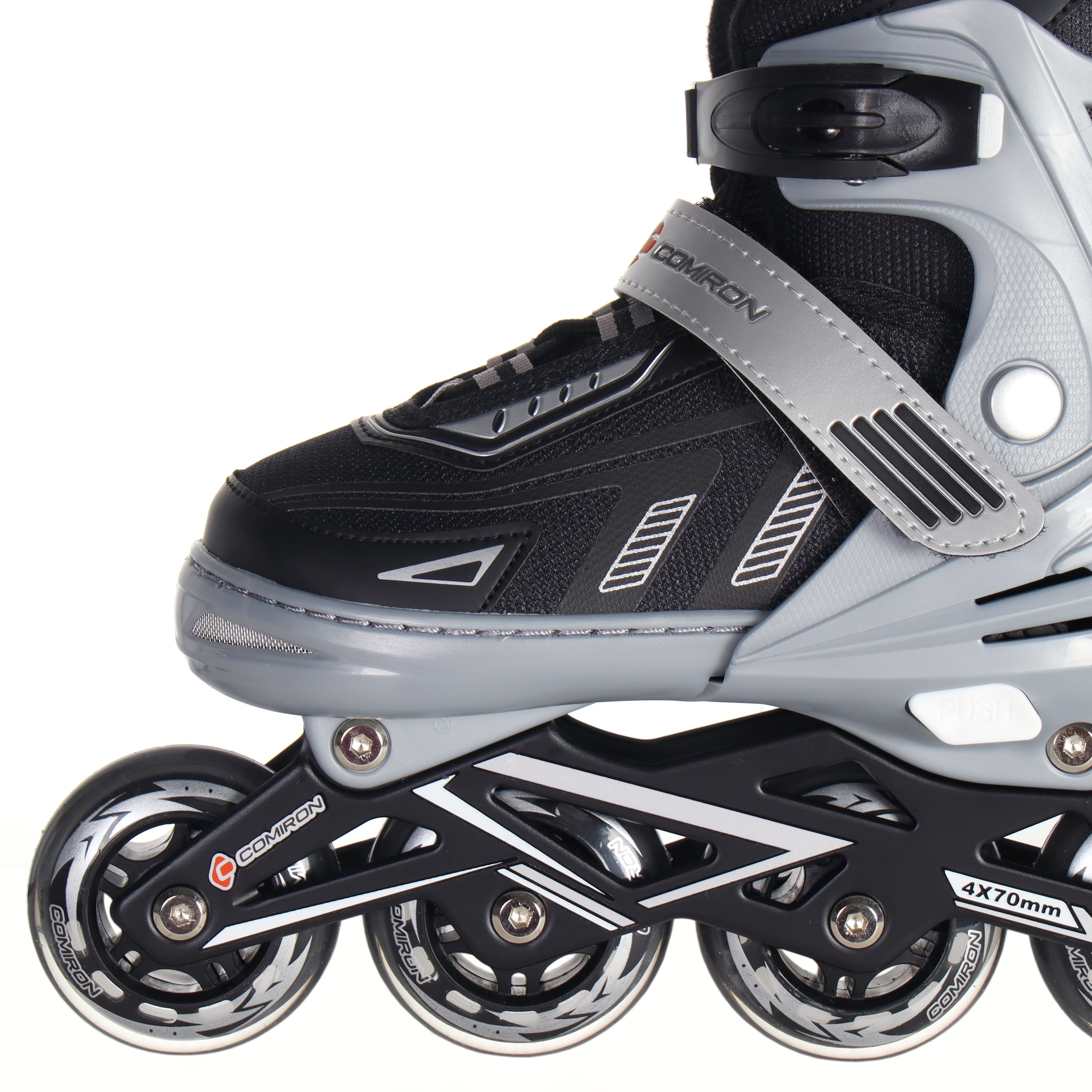 Роликовые коньки раздвижные COMIRON / BW-159 M/ PU колеса /уп 6/ (35-38) чёрные