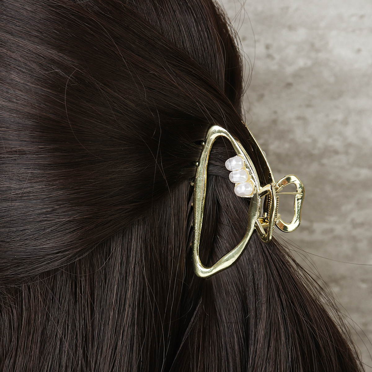 Заколка-краб для волос 6,5 см / XY2415-16 /уп 40/металл/золото/жемчуг