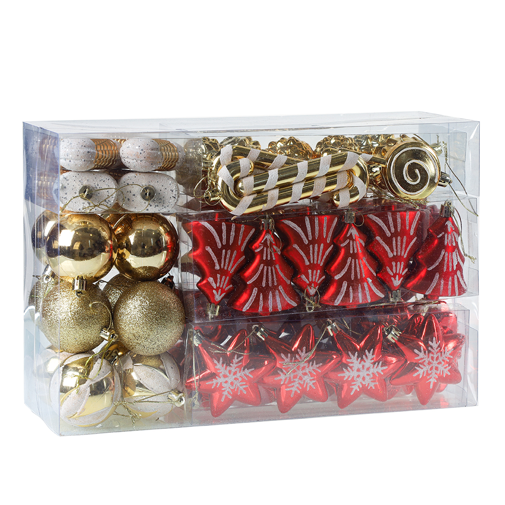 Елочное украшение Ассорти 72 штуки / HX-27 /уп 16/красный+золото