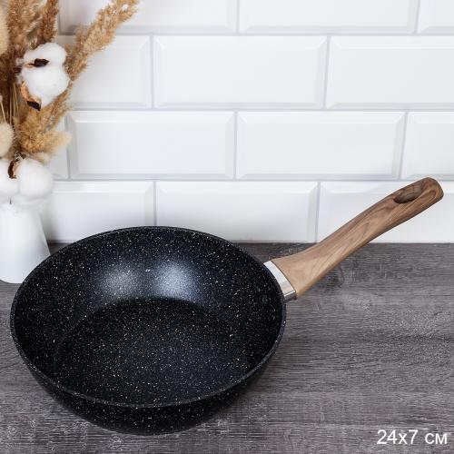 Сковорода - Сотейник 24х7 см антипригарное гранит /индукция/ RSD-44 /уп 24/ 0,652 / Ручка с антискользящим эффектом / 716120