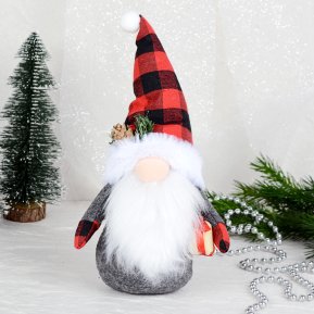 Новогоднее украшение Гном красно-черный колпак 30 см / B120 /уп 75/713000