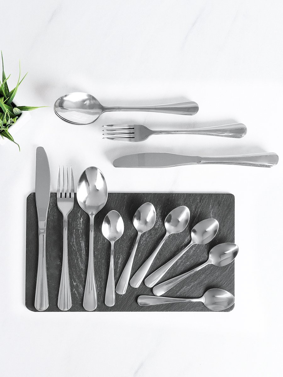 Столовые приборы 24 предмета в п/у/ KT24-101001-SILVER /уп 12/ в подарочной коробке