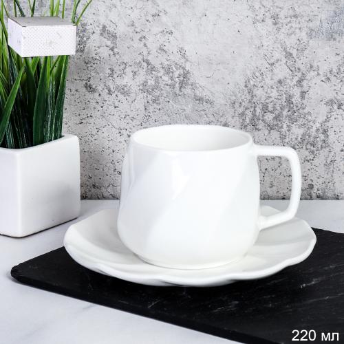 Чайная пара 2 предмета 220 мл ПАРА GH03-220 ПАРА /уп 6/48/ костяной фарфор в подарочной упаковке