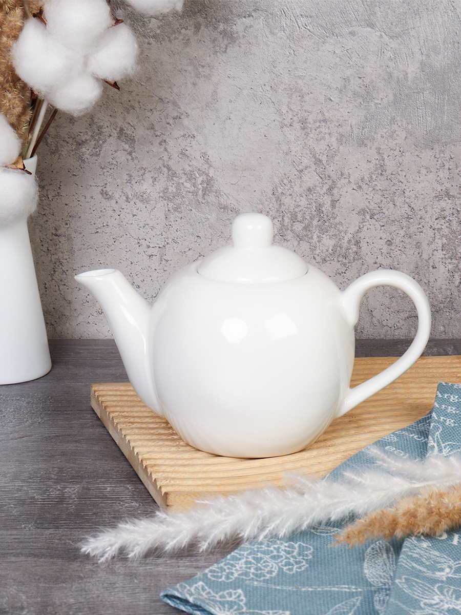 Чайник заварочный 500 мл Белый / B3TP WHITE /уп 18/ костяной фарфор АКЦИЯ 