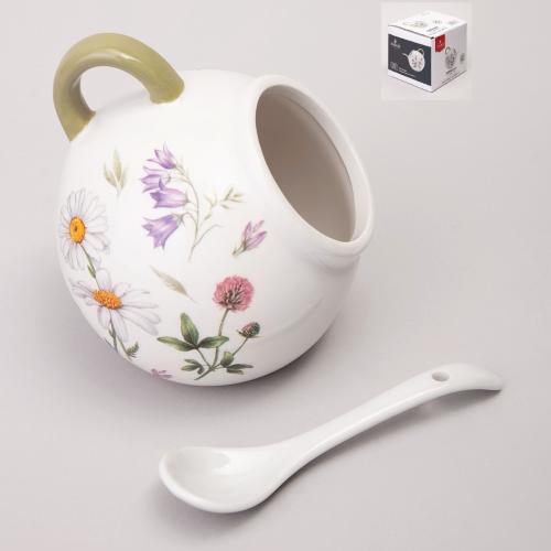 Солонка с ложкой 170 мл / 358-2183 /уп 48/ керамика