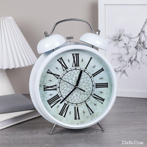 Будильник 23 см / 2080 /уп 10/ белый, подсветка экрана