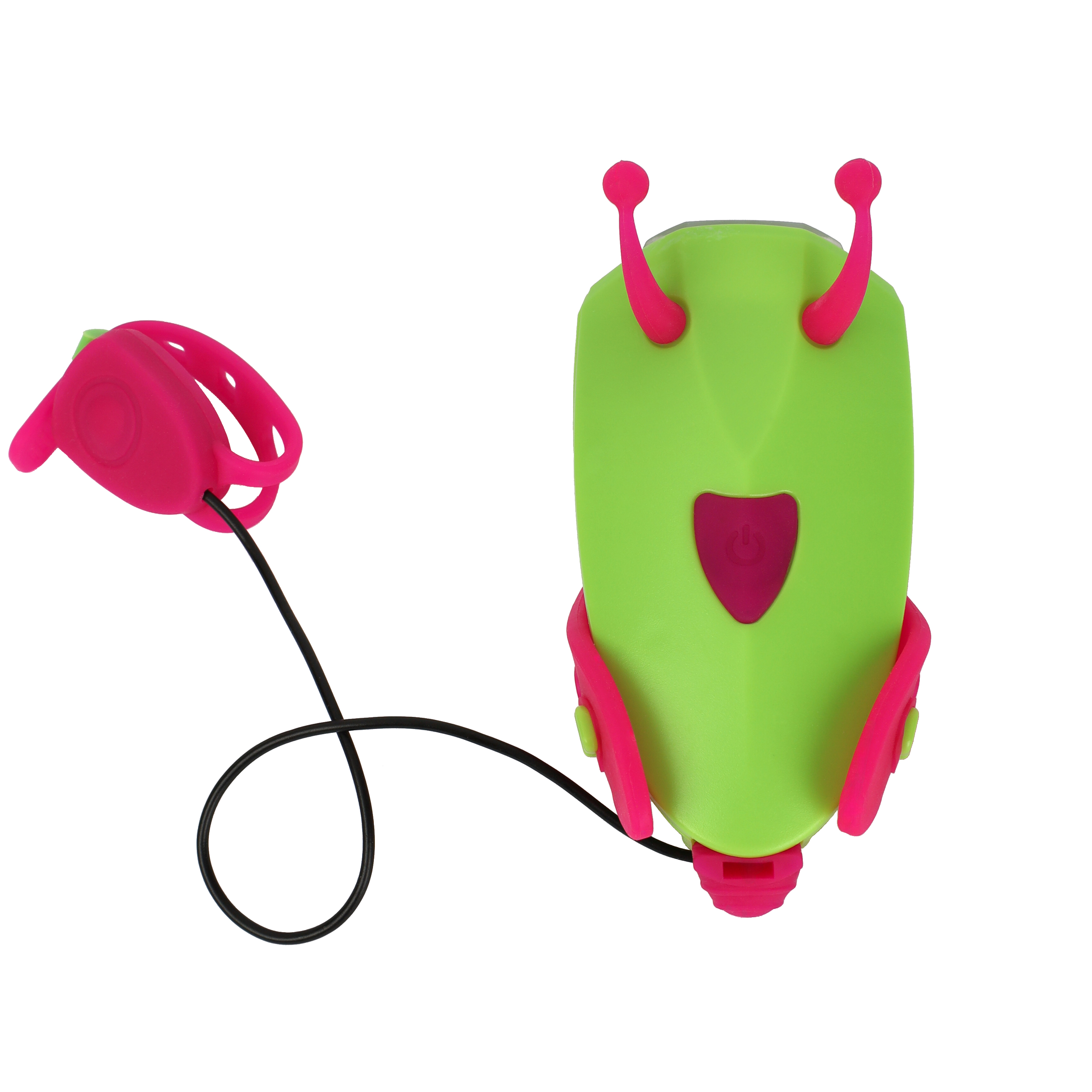 Фонарь передний детский COMIRON "JUMPER" корпус PC+Silicone, свет LED 60lm аккум 400 mAh, сигнал 120Дб влагозащищённый, вес 52гр. Зеленый /уп126/