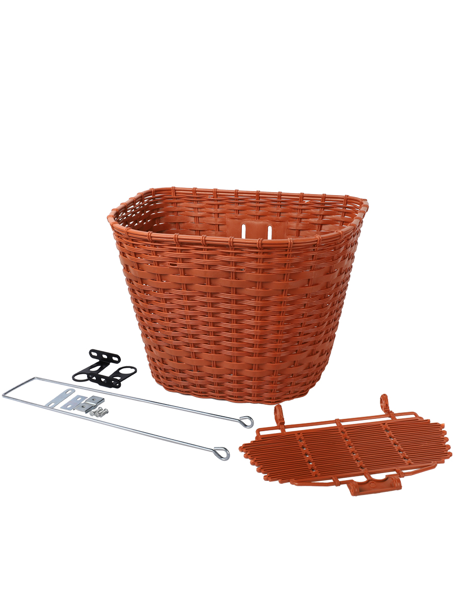 Корзина для велосипеда пластиковая с крышкой коричневая. / 1DVMI-14 / уп 30