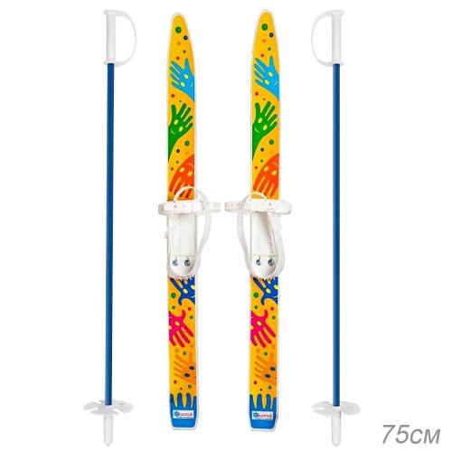 Лыжи детские Лыжики-пыжики с палками 75/75см