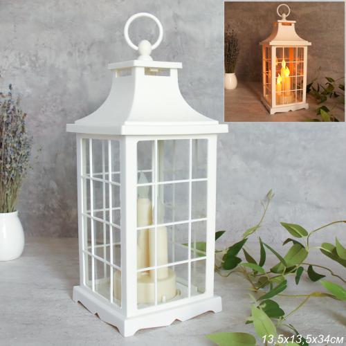 Светильник фонарь настольный 33 см три свечи / YR2369W /уп 24/от батареек